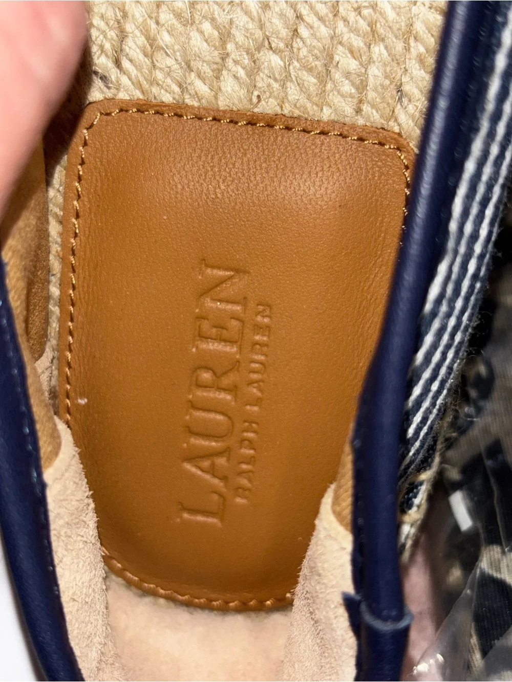 NWOT Lauren Ralph Lauren Luize Striped Canvas Ballet Espadrille Flats 8.5 Navy